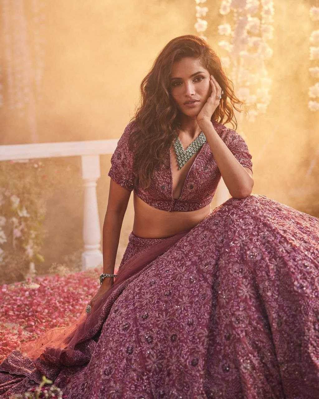 Chinon Silk Embroidered Zari Work Sequins Lehenga - MYLUXURY LANE ENTERPRISE